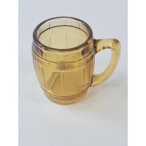 Vintage Amber Clear Mini Mugs Shot Glass Beer Barrel Toothpick Holder